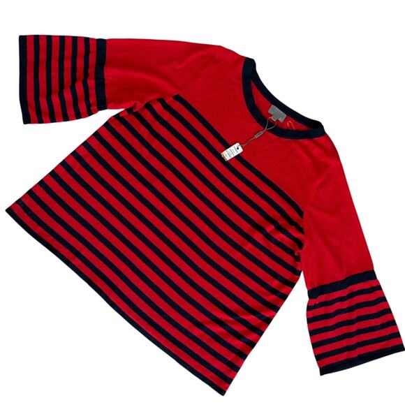 Joseph A.Nautical Soft Bell Sleeves Knit Stripe Sweater 3XL NWT Navy Sailor Boat - Picture 1 of 7